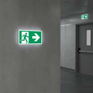 Uscita di emergenza freccia destra segno-100 in PVC luminescente * 200 mm - Product Image 3