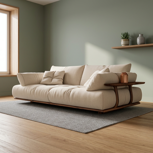 Contemporary Sectional Upholstered Teak <b>Sofa</b> Set with Side Table Eco-Friendly Durable Furniture for Resort Living - Product Image 2