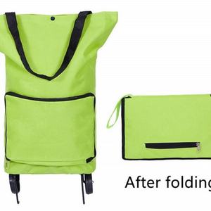 Wheeled Lightweight Custom Logo Printed Wholesale <b>Foldable</b> Nylon Shopping Trolley Bag Trolley Grocery Rolling Shopping <b>Cart</b> Bag - Product Image 5