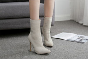 Stivali da <span class=keywords><strong>Donna</strong></span> Taglie Forti, Stivali <span class=keywords><strong>Donna</strong></span> in Metallo a Punta con Strass e Tacco Alto, <span class=keywords><strong>Scarpe</strong></span> Autunno e Inverno - Product Image 2