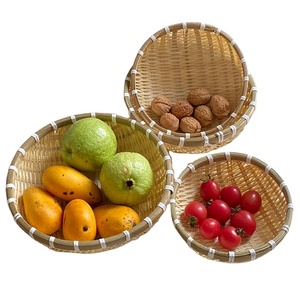 Vente chaude Meubles De Cuisine <span class=keywords><strong>Panier</strong></span> De Rangement Bambou Osier Plateau Plateau Collations Et Noix Alimentaire Oeuf Fruits Pain Paniers Tissés Boîte - Product Image 1