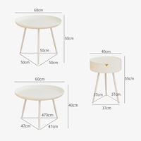 Table basse de salon compacte à bords arrondis, mobilier de maison moderne en plastique au design simple
