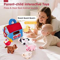 Poupée en peluche pour enfants, petite maison de ferme, boîte mystère, jouet éducatif sensoriel pour bébés et tout-petits, bleu, 15 cm