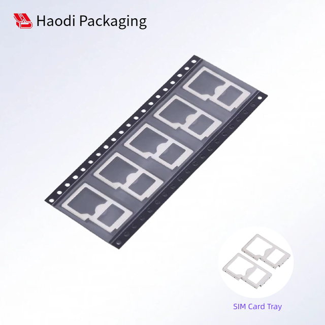 HAODI Custom ESD Safe SMT Carrier Tape Packaging for Metal Nano SIM Card Tray | Precision Cavity Heat Seal Cover 2000M