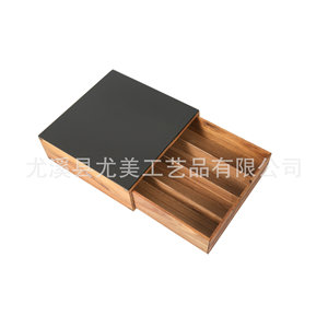 Walnut wood <b>storage</b> <b>box</b> with black glass finish, A4 paper <b>storage</b> <b>box</b>, office desk <b>drawer</b> <b>storage</b> <b>box</b>, stackable. - Product Image 2