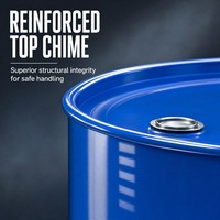 Fût en acier bleu de 200 L anti-fuite, résistant à la corrosion, pour l'industrie pétrolière et gazière, conteneurs industriels renforcés