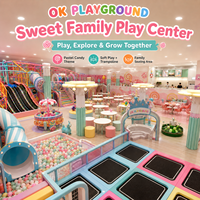 Pusat Permainan Anak Pastel Soft Play Center dengan Trampolin, Kolam Bola, Perosotan, dan Tempat Duduk Keluarga untuk Taman Hiburan Dalam Ruangan Komersial