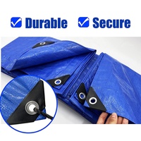 Bâche Bleue Imperméable en PE, 3,6 x 4,3 Mètres, Bâche Polyvalente Moyennement Robuste pour Protection Contre l'Eau