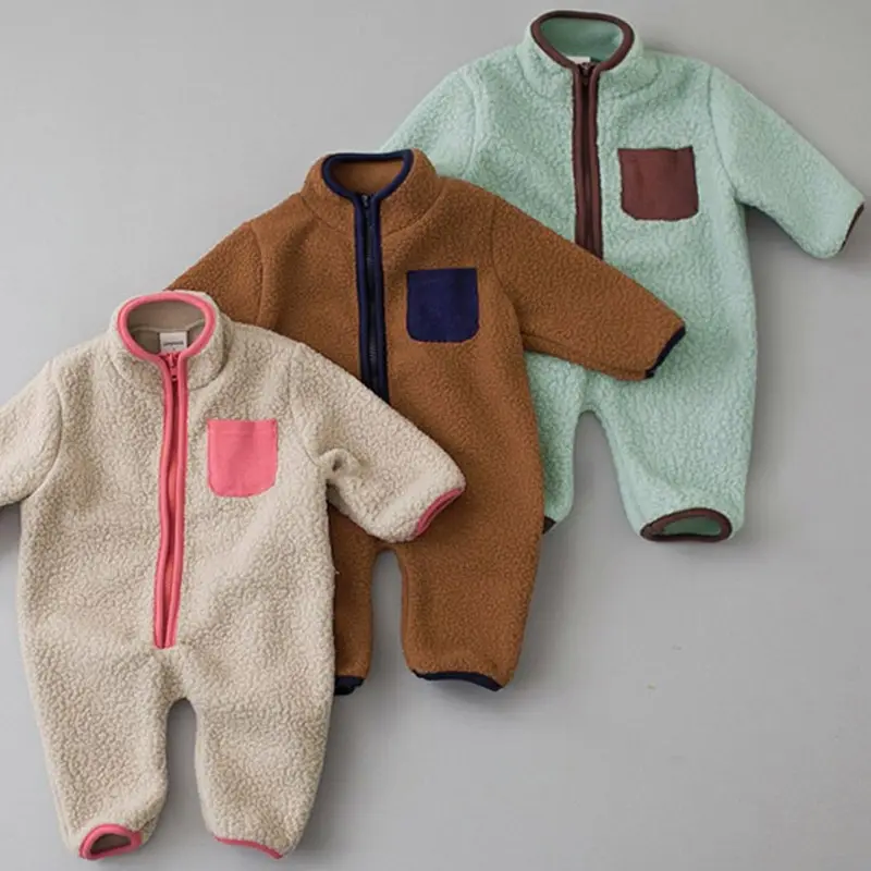 Pagliaccetti per bambini all'ingrosso velluto di agnello vestiti invernali per bambini tuta per bambini vestiti caldi per bambini Set di abbigliamento per neonati