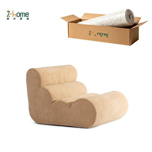 Cloud Shape Chenille <b>Lounge</b> <b>Sofa</b> Curved Rolled Arm Floor Seating Compressed Foam Design Living Room Bedroom Lazy <b>Sofa</b> - Product Image 1