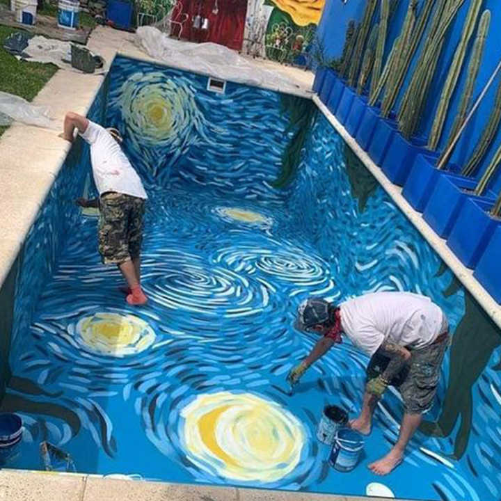 Painting Pool Inflatable Custom Pattern Famous Art Painting Mosaic Tiles Design for Spa Swim ...