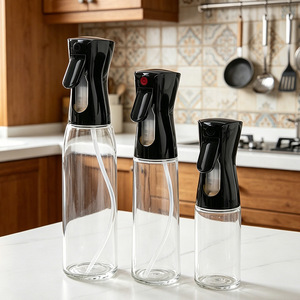 Transparent Oil Spray Bottle Cylinder M Size Plastic Lid See Through For Cooking Air Fryer Use - Product Image 1