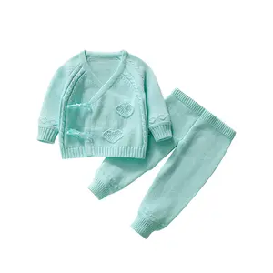 K1316 Solid Newborn Baby Girl Clothing Long Sleeve Tops Pants Outfits Casual Newborn Baby Pajamas