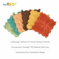 Tapis sensoriel pour enfants à texture naturelle - Tuiles d'acupression couleur terre pour la stimulation tactile et la motricité Montessori, lot de 6 pièces