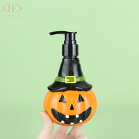 Flacon pompe PVC pour shampoing et lotion, motif citrouille, 500ml/300ml, décoration d'Halloween pour salle de bain, cuisine, fête