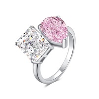 Linlang S925 Cincin Pernikahan Berlapis Kaca untuk Wanita, Bertatahkan Batu Alam Berlian Karat Tinggi Zirkon Motif Bunga Es yang Modis