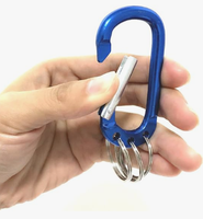 Porte-clés en aluminium Mousqueton à anneau en D Mousqueton à 3 clés Système de verrouillage à liaison rapide pour la randonnée et la pêche en plein air
