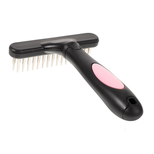 Brosse de toilettage pour animaux à double rangée, en acier inoxydable, pour enlever les poils de chien, peigne métallique de nettoyage pour animaux - Product Image 1