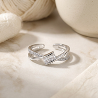 Bague torsadée double ouverte ZG tendance, géométrique carrée, pavée de zircone cubique, en laiton, réglable, bijoux de mode