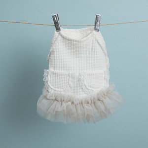 Vestidos personalizados para perros con ribete de encaje, vestido de moda para perros, ropa de lujo para mascotas Beige para primavera y verano - Product Image 2