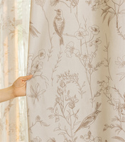Textile de maison rideau tissu rouleau en gros Beige couleur oiseaux fleurs imprimé rideaux rideaux matériaux pour la décoration de la maison