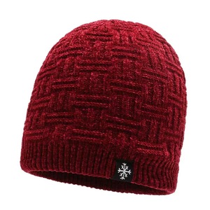 Ski Cap Knitted Beanie Red <b>Warm</b> Wool <b>Hat</b> With Snowflake Label Keep <b>Warm</b> Winter Outdoor Use - Product Image 1