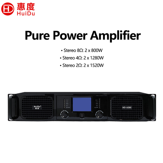 HD-A280 2CH Class D Power Amplifier Color Display PFC 2*1280W 4ohm Bridge 3040W Professional Stage PA Amplificador Sound