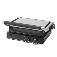 Grill électrique sans fumée pour panini 4 tranches avec réglage de la température, plaques amovibles, hauteur réglable