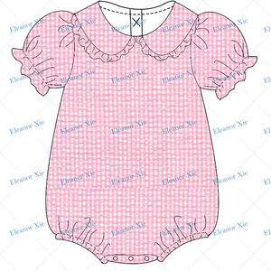 Tutine <span class=keywords><strong>da</strong></span> bambina con maniche corte personalizzate seersucker cotone peter pan collare vestiti neonati - Product Image 1