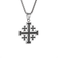 Vente en gros de bijoux pour revendeurs : Nouveau collier croix de croisier de la Sainte-Jérusalem en cuivre et diamant, bijoux personnalisés unisexe