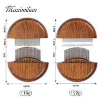 Brosse de toilettage double face en acier inoxydable et bois massif, anti-nœuds, style antique, avec perles anti-adhérentes pour chats, chiens, chevaux et moutons