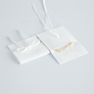 8*8 CM <b>White</b> Luxury New Customized Beautiful Package Bags <b>Envelope</b> Microfiber Jewelry Pouch With Rope for Girls Women - Product Image 3