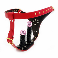 Équipement de bondage pour femmes : Sangle noire, Godemiché amovible et Plug anal double-tête, Phallus à trois têtes en cuir, à porter