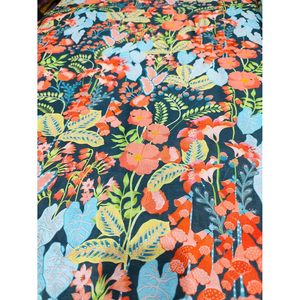 Tissu en soie Chanderi imprimé floral Triloki multicolore, 44 pouces de large, léger et transparent, pour vêtements Sari - Product Image 4