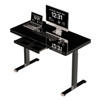 Bureau moderne convertible et pivotant, réglable en hauteur, ergonomique, en métal, avec tiroir et ports USB
