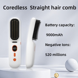 Rechargeable Wireless Hot Comb Straightener <b>Brush</b> Cordless Hair Comb Straightener - Product Image 2