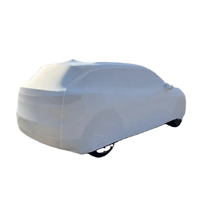 Modelos y logotipo personalizados SUV Supercar universal transpirable tela de terciopelo elástico interior estiramiento cubierta completa del coche para la exposición de coches