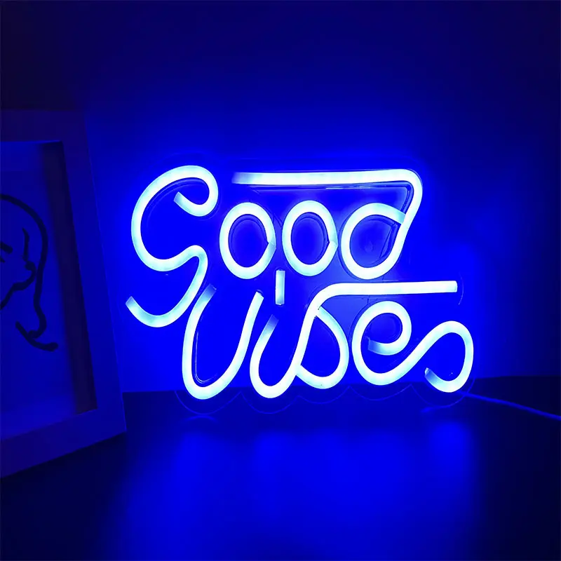 Luz de neón LED Modelado Letras en inglés New Good Vibes Luces decorativas Cartelera