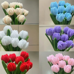 Limpiapipas al por mayor, tulipanes terminados, varillas retorcidas hechas a mano, decoración floral para el hogar, suministros para floristerías - Product Image 5