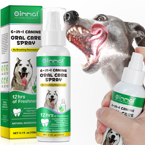 कुत्तों के दंत पट्टिका के लिए ओimमल प्राकृतिक टार्टर रिमूवर ताजा सांस मौखिक देखभाल स्प्रे - Product Image 1