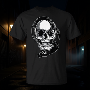 T-shirt Snake And Knife Snake Charmer, maglietta grafica da uomo nera - Product Image 3