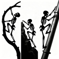 Décoration d'Halloween : Silhouette de fantôme grimpeur en métal, piquets de jardin, accessoires suspendus effrayants pour décoration extérieure de jardin, d'arbre ou de mur