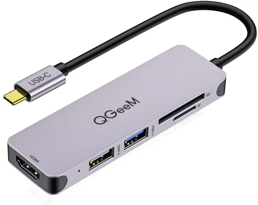 QGeeM Adaptor <span class=keywords><strong>USB</strong></span> C Ke <span class=keywords><strong>HDMI</strong></span> 5 In 1, Adaptor <span class=keywords><strong>USB</strong></span> C Ke <span class=keywords><strong>HDMI</strong></span> 4K Multiport Hub Tipe-c Kompatibel dengan MacBook Pro 13/15 Surface Go Adaptor <span class=keywords><strong>USB</strong></span> C