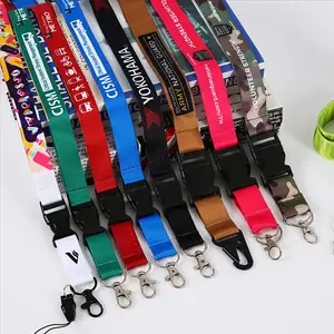 Wholesale Custom Sublimation Printed ID Card Badge Holder Polyester Lanyard Keychain Lanyards With Logo Custom