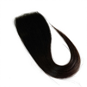 Parrucchino/Topper con Base in Seta e Chiusura in Capelli Umani Remy Brasiliani 100% Naturali Lisci, Destro - Product Image 2