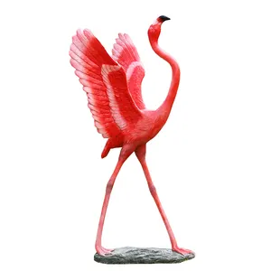 Wholesale Life Size Flamingo Bird Statue Large Fiberglass Animal Sculpture for Outdoor Garden Wedding Decoration