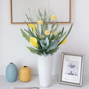 Ramo de Lirios Calla Artificiales Longze, Hojas Amarillas y Verdes, Decoración para el Hogar, Accesorios para Bodas CF01145 - Product Image 1