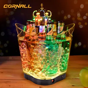 Bar KTV-cubo de hielo de plástico transparente, cubo de hielo, champán, cerveza, vino, ovalado, 6L, 8L