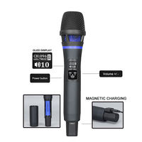 Système de microphone sans fil UHF professionnel, 100 canaux, écran OLED, rechargeable, portée de 50 à 80 m, pour karaoké