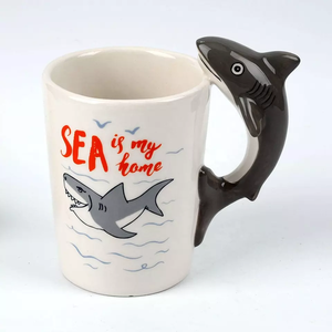 Promotional Custom logo Shark Series Pepper <strong>Shaker</strong> Printed Ceramic Animal <strong>Coffee</strong> Cup Cappuccino Mug - Product Image 3